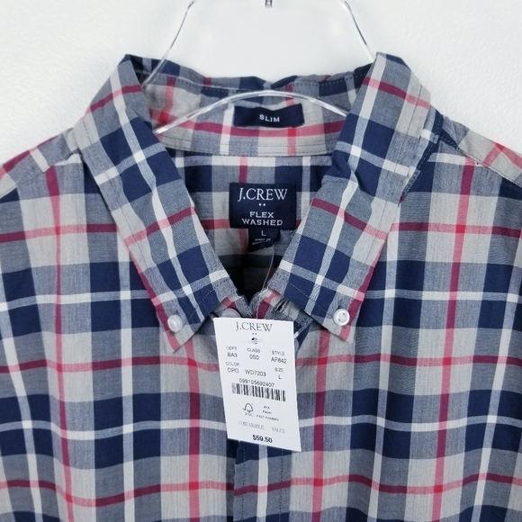 J. Crew Slim Flex Washed Plaid Button Front Shirt NWT size Large - Picture 7 of 10